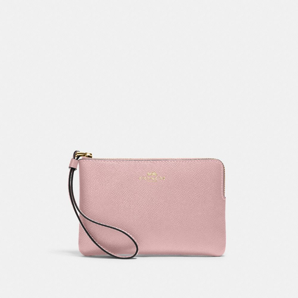 COACH 58032 Corner Zip Wristlet GOLD/POWDER PINK