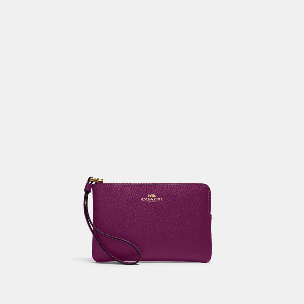 COACH 58032 Corner Zip Wristlet IM/DARK MAGENTA