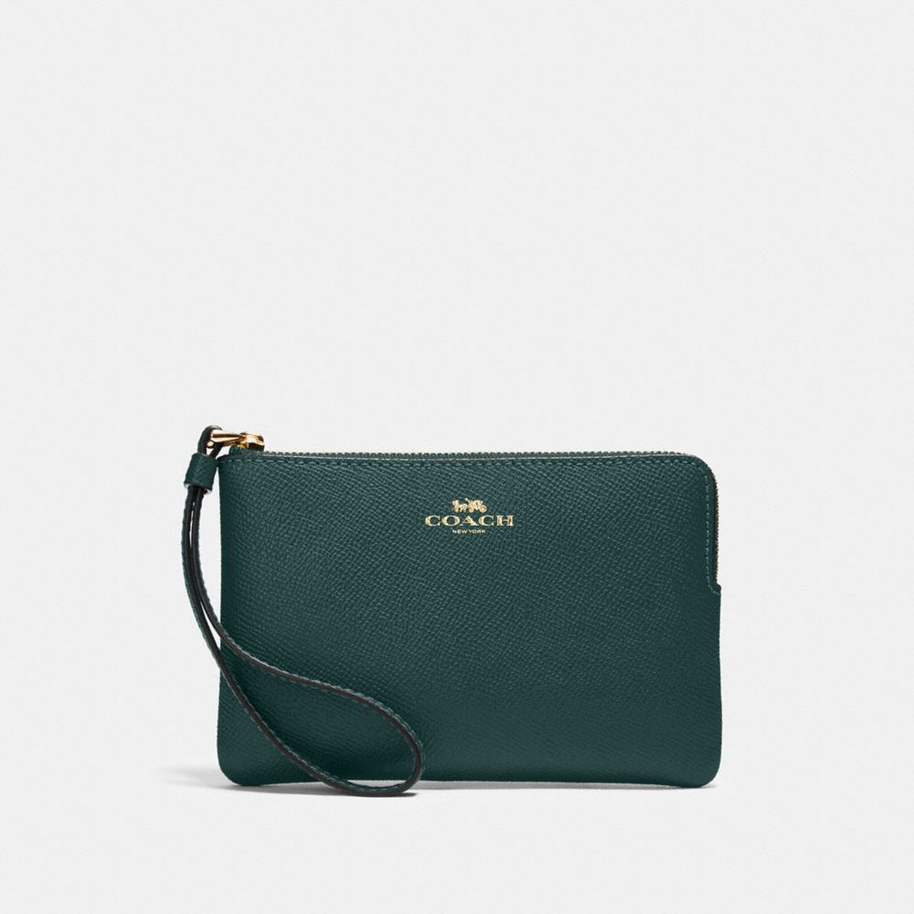 COACH 58032 Corner Zip Wristlet IM/DARK IVY