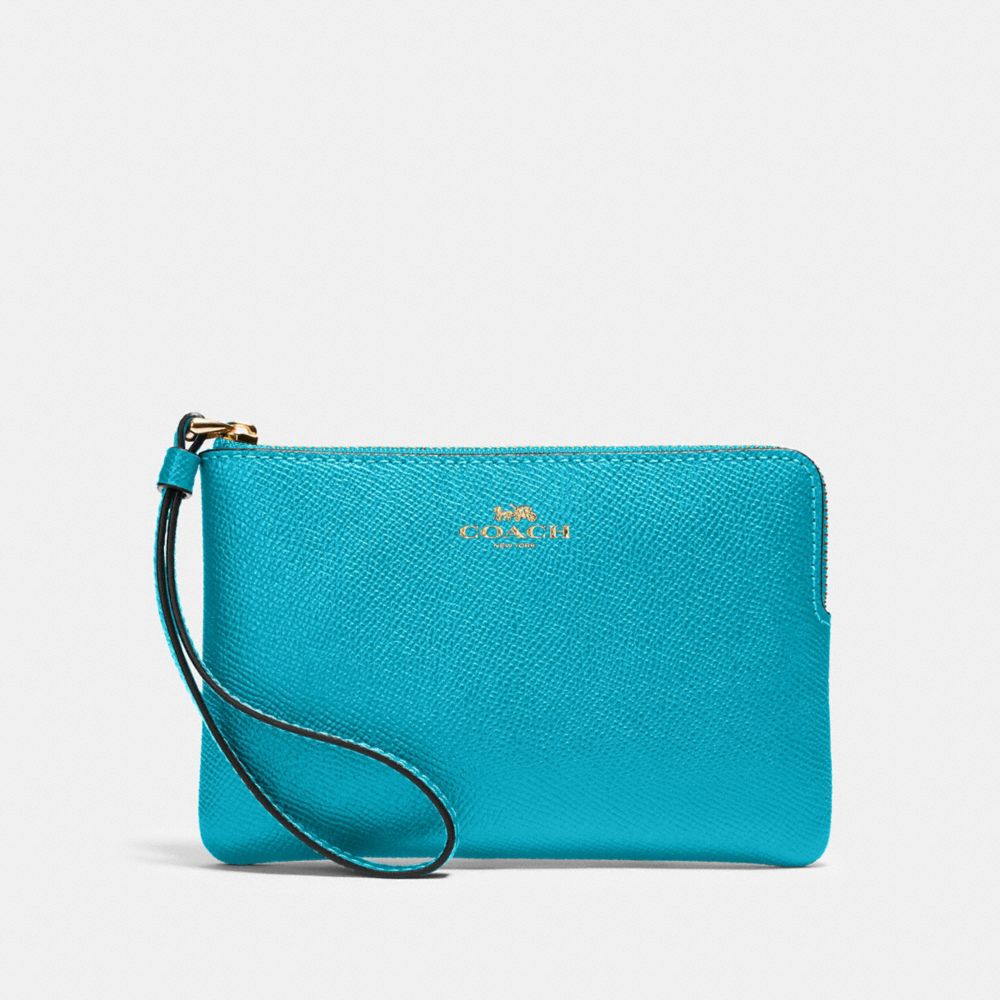 COACH CORNER ZIP WRISTLET - IM/TEAL - 58032