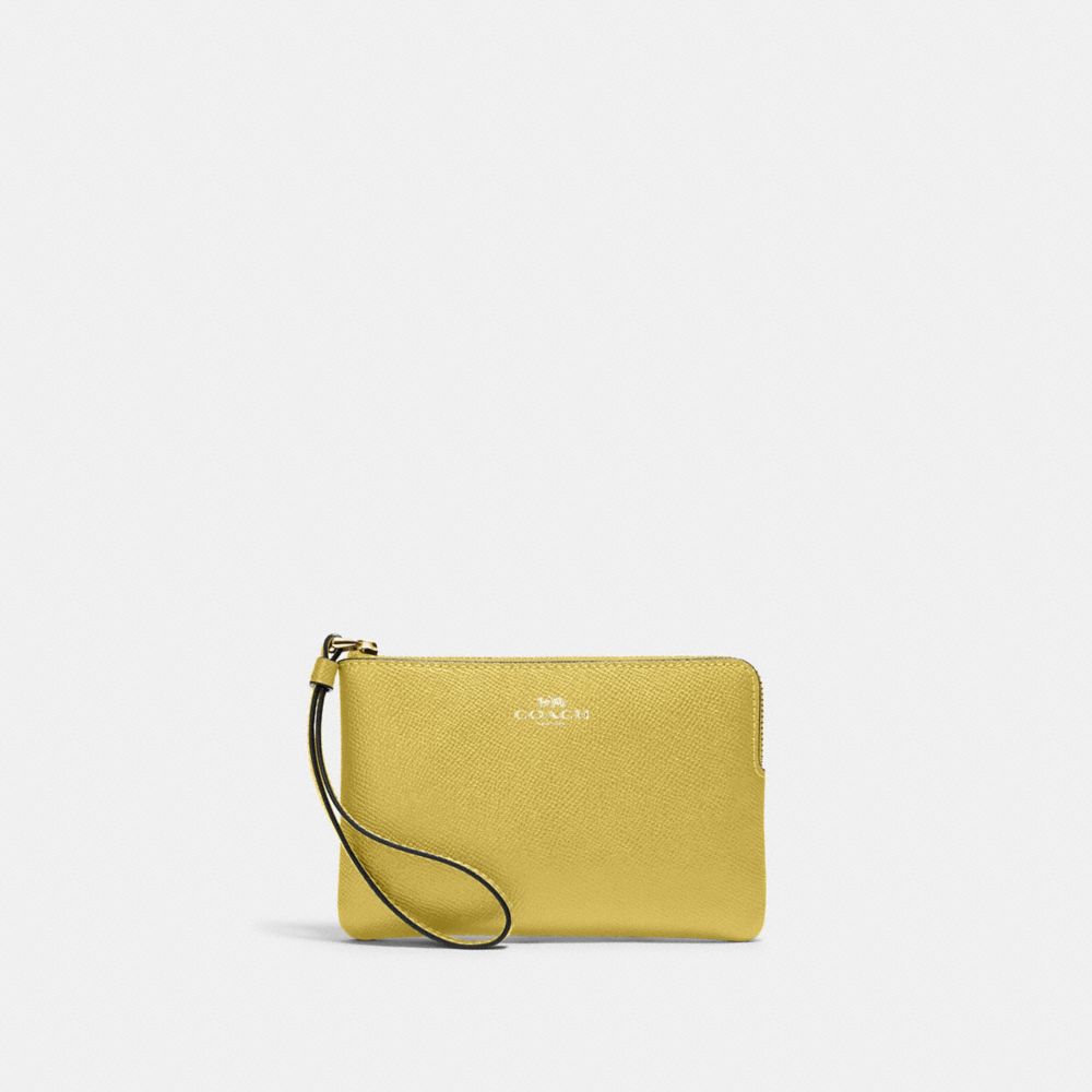 COACH 58032 Corner Zip Wristlet Im/Chartreuse