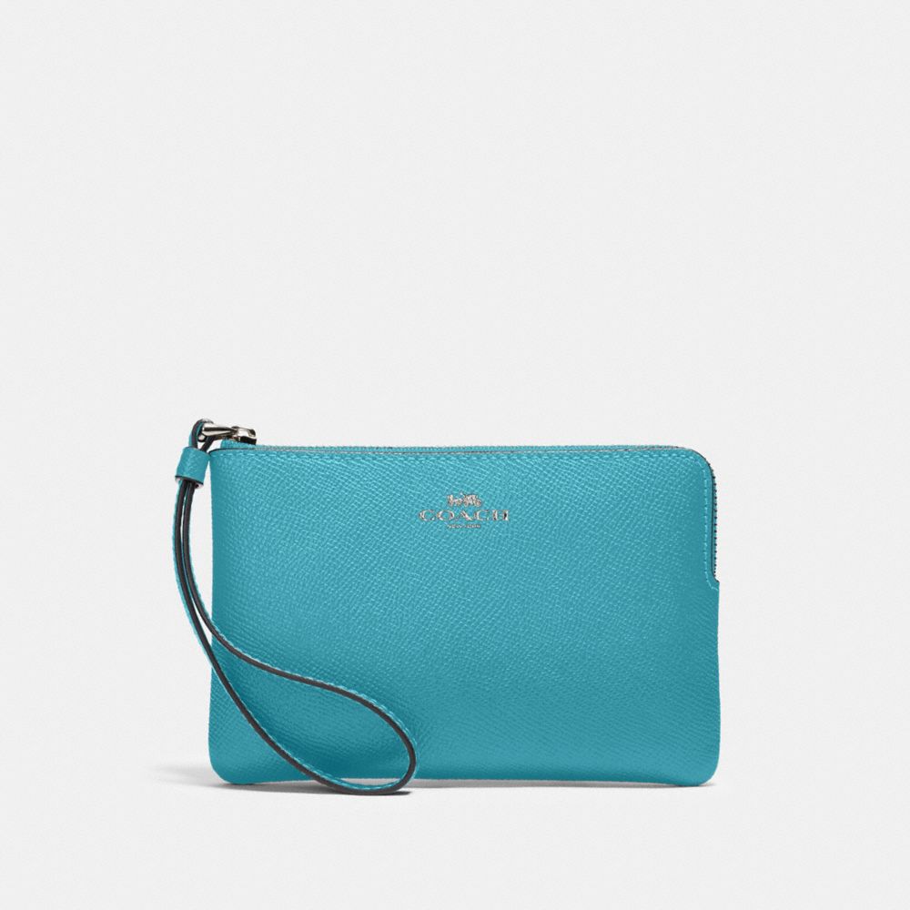 COACH 58032 CORNER ZIP WRISTLET SV/AQUA