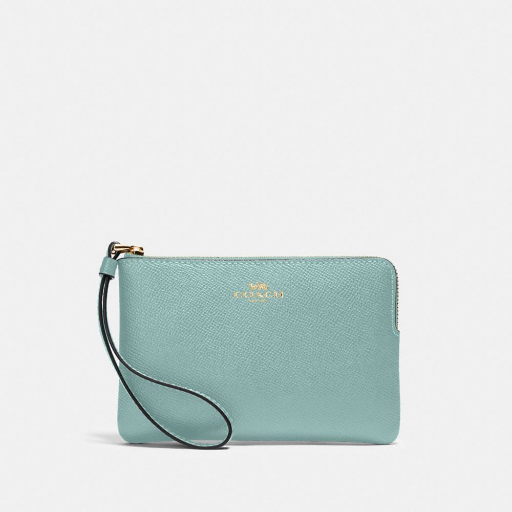 COACH 58032 - Corner Zip Wristlet LIGHT TEAL/SILVER