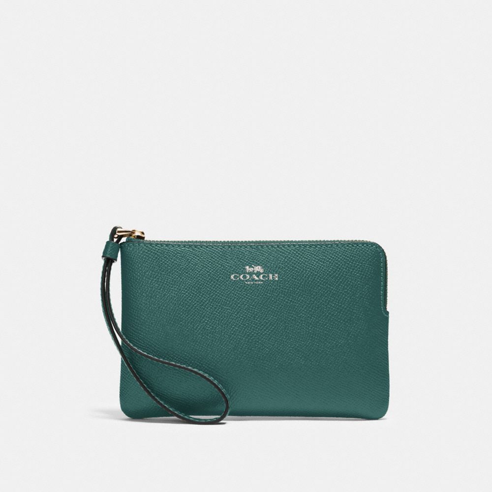 COACH 58032 - CORNER ZIP WRISTLET SV/DARK TURQUOISE