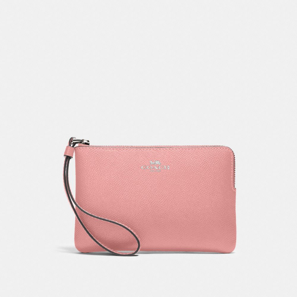 COACH CORNER ZIP WRISTLET - SV/LIGHT BLUSH - 58032