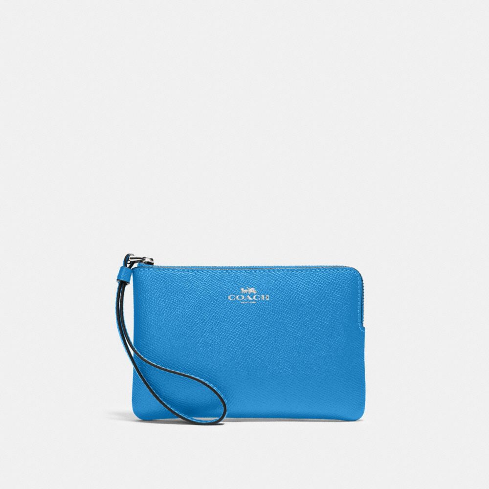 COACH 58032 CORNER ZIP WRISTLET SV/VIVID BLUE