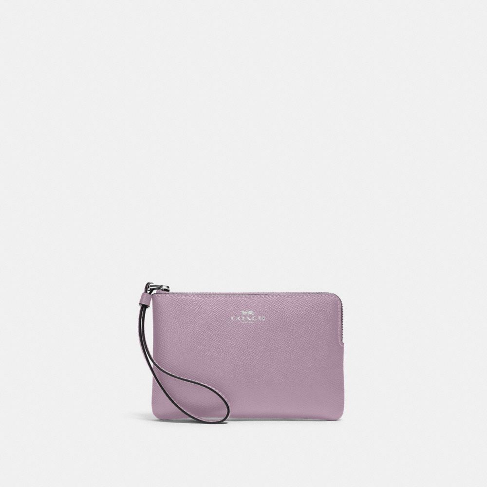 COACH 58032 Corner Zip Wristlet SV/Soft Lilac