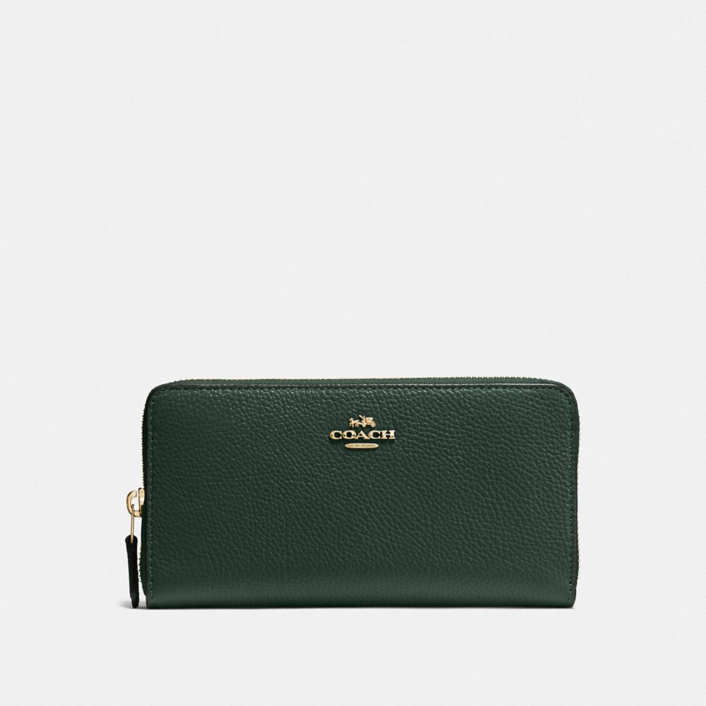 COACH 58059 Accordion Zip Wallet Brass/Amazon Green