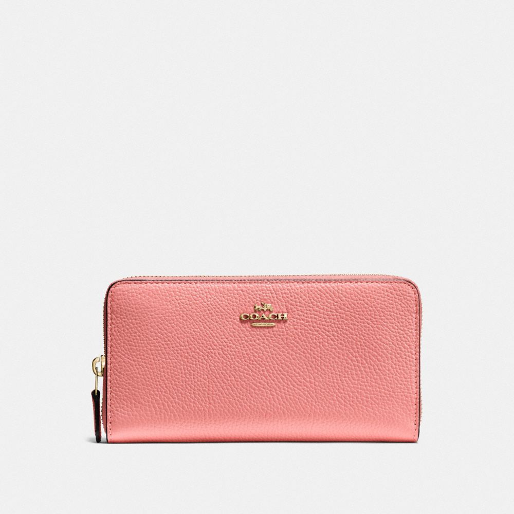 COACH 58059 Accordion Zip Wallet BRASS/CANDY PINK