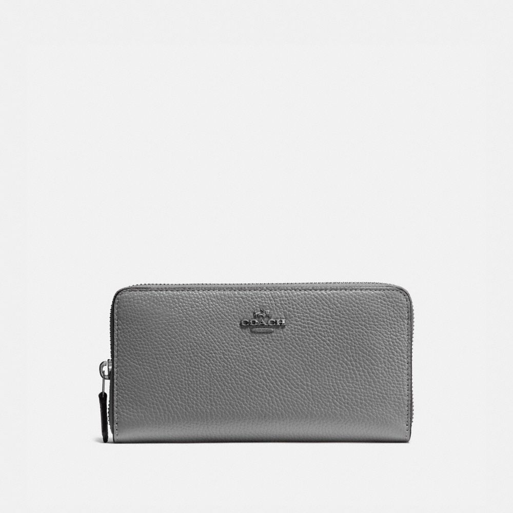 COACH ACCORDION ZIP WALLET - DK/HEATHER GREY - 58059