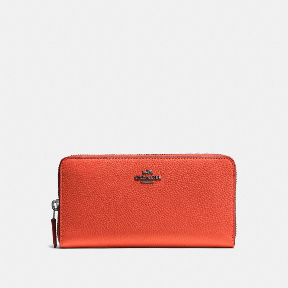 COACH ACCORDION ZIP WALLET - MANDARIN/DARK GUNMETAL - 58059