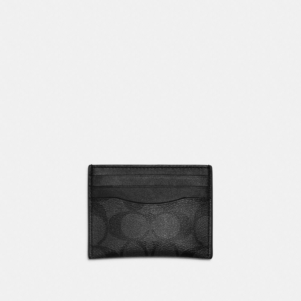 COACH 58110 Slim Id Card Case In Signature Canvas Charcoal/Black