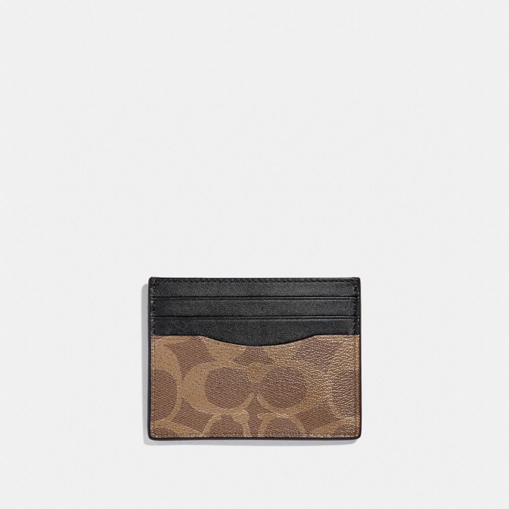 Slim Id Card Case In Signature Canvas - 58110 - Gunmetal/Tan