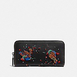 COACH ACCORDION ZIP WALLET WITH MEADOWLARK - BLACK/BLACK COPPER - 58182