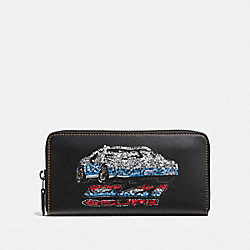 ACCORDION ZIP WALLET WITH CAR - 58183 - BLACK/BLACK COPPER