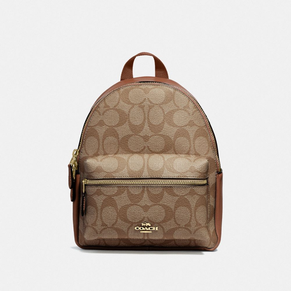 COACH MINI CHARLIE BACKPACK IN SIGNATURE CANVAS - IM/KHAKI SADDLE 2 - 58315