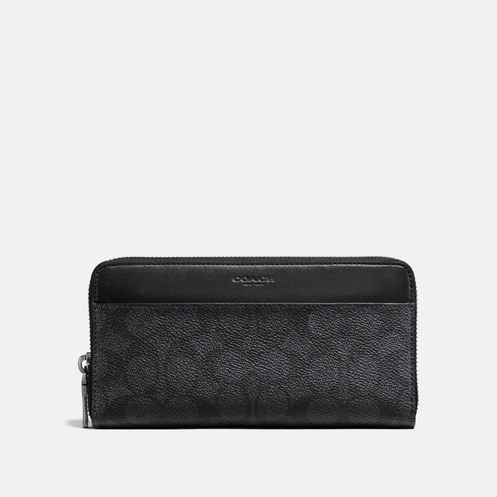 COACH ACCORDION WALLET IN SIGNATURE CANVAS - CHARCOAL - 58426