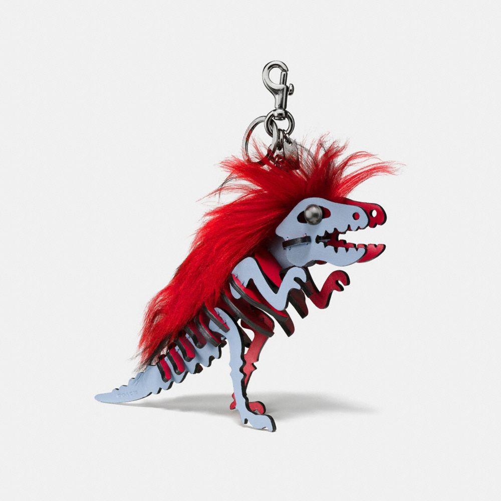 MEDIUM MOHAWK REXY BAG CHARM - BK/CORNFLOWER RED - COACH 58498