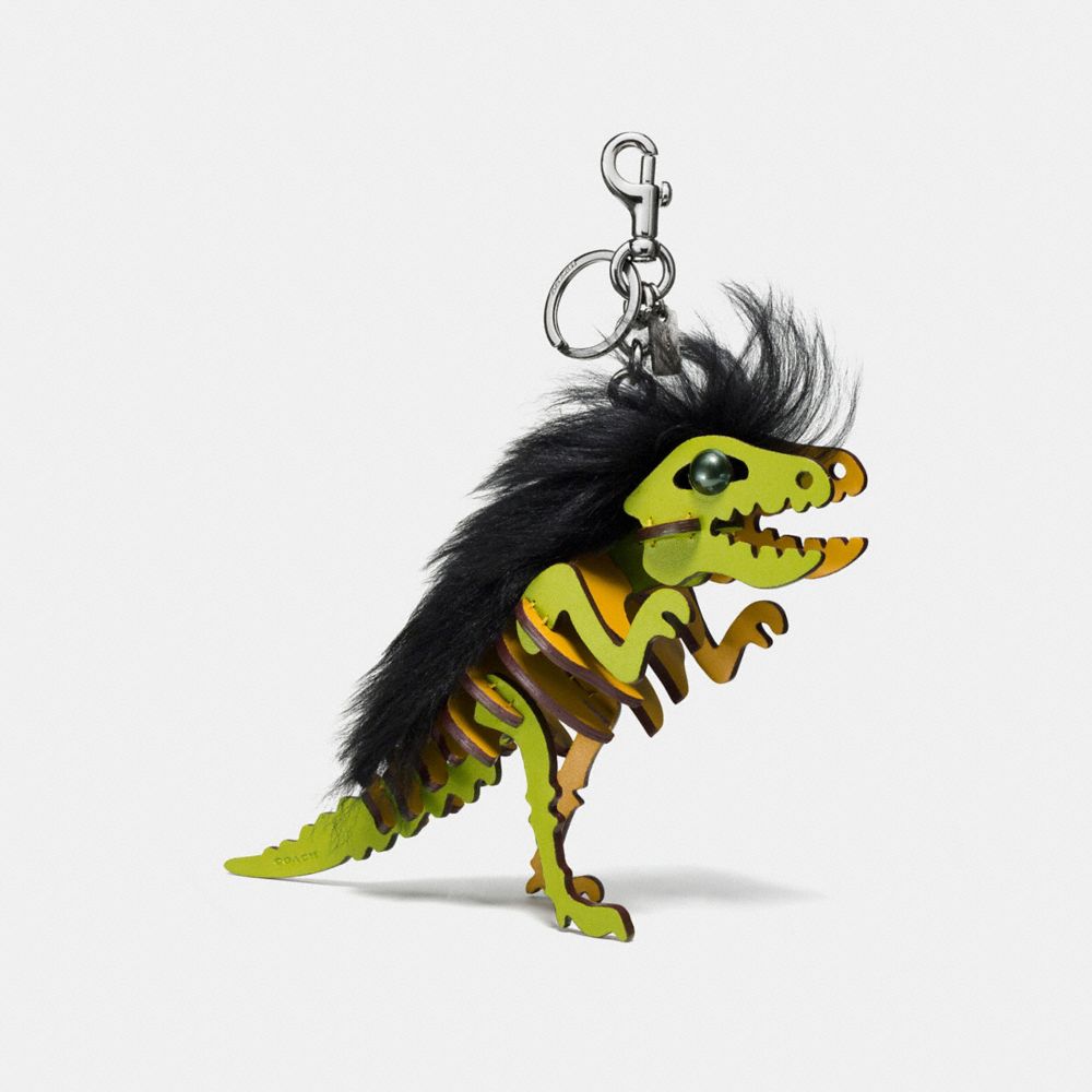 COACH MEDIUM MOHAWK REXY BAG CHARM - BK/CITRINE BLACK - 58498