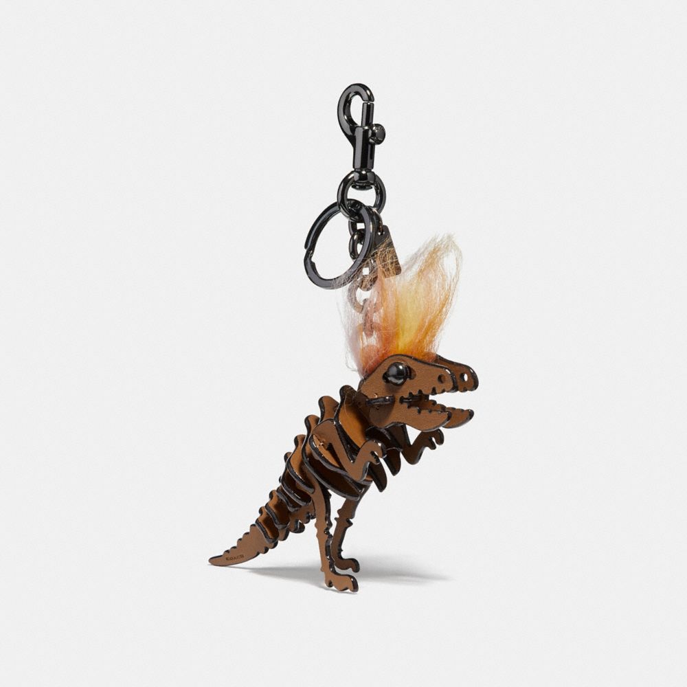 SMALL MOHAWK REXY BAG CHARM - BK/SADDLE - COACH 58499