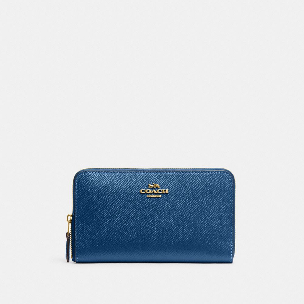 COACH 58584 Medium Zip Around Wallet Brass/Blue