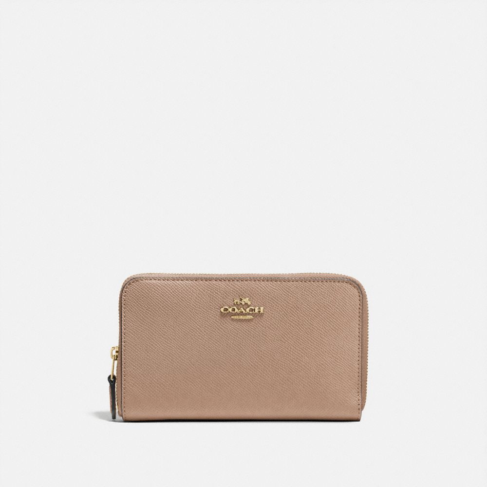 COACH 58584 Medium Zip Around Wallet BRASS/TAUPE