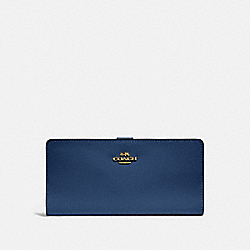 COACH 58586 Skinny Wallet BRASS/DEEP BLUE