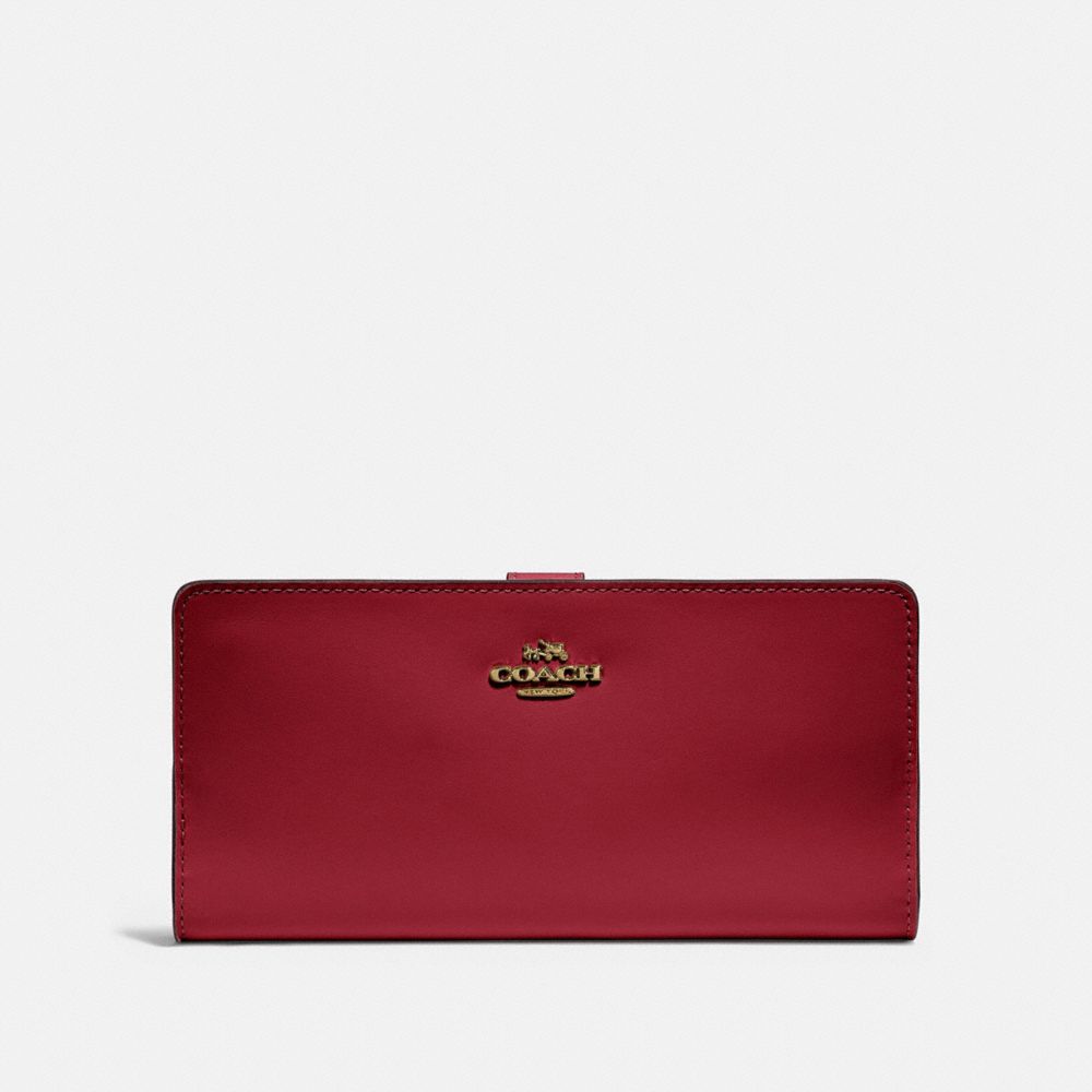 COACH 58586 Skinny Wallet GOLD/DEEP RED