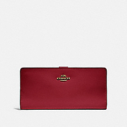COACH 58586 Skinny Wallet GOLD/DEEP RED