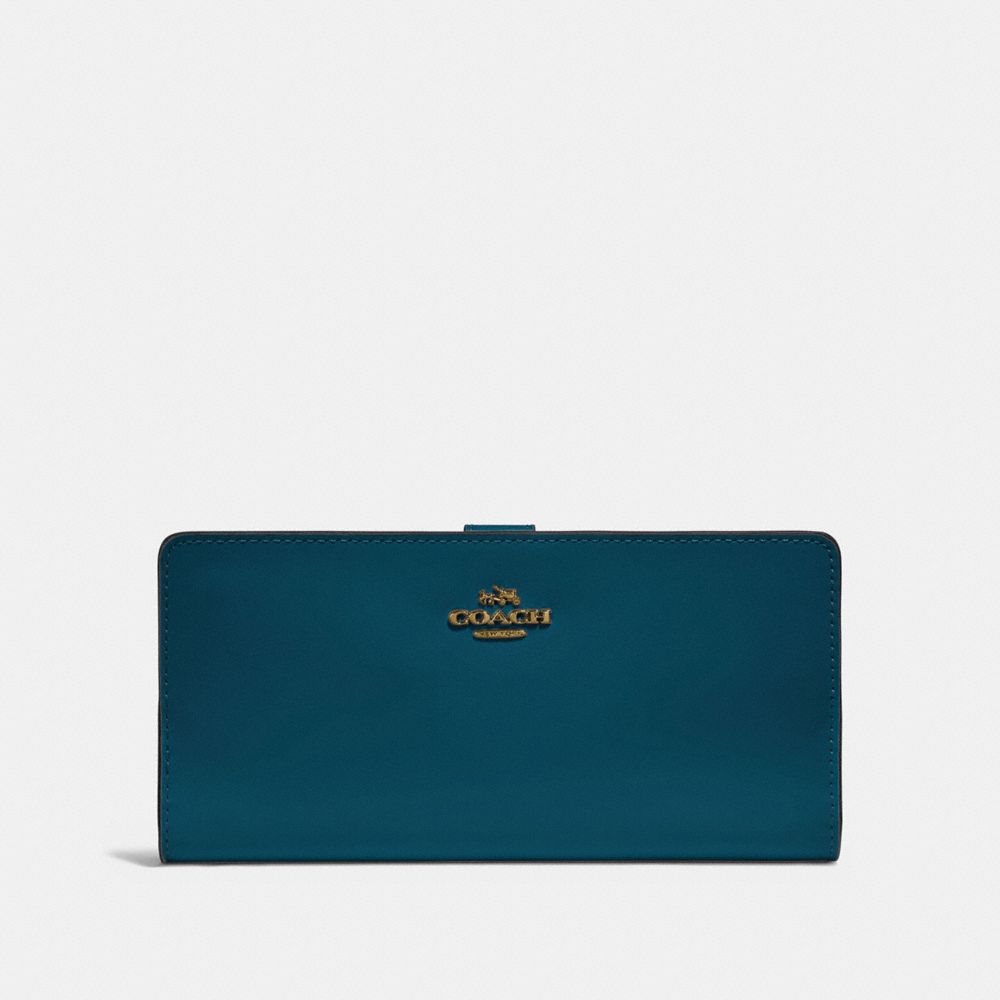 COACH 58586 Skinny Wallet PEACOCK/GOLD