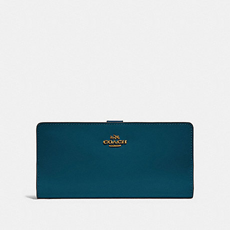 COACH 58586 SKINNY WALLET PEACOCK/GOLD