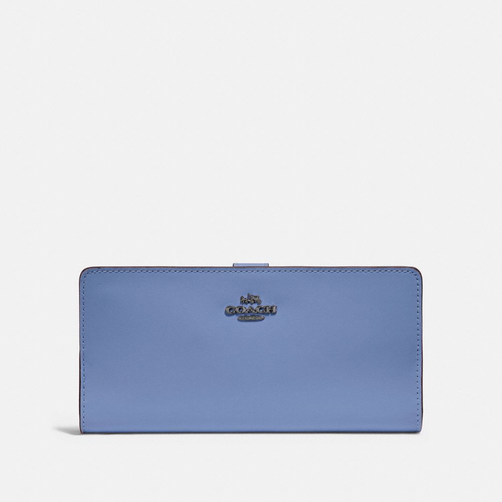 COACH 58586 - SKINNY WALLET GUNMETAL/STONE BLUE