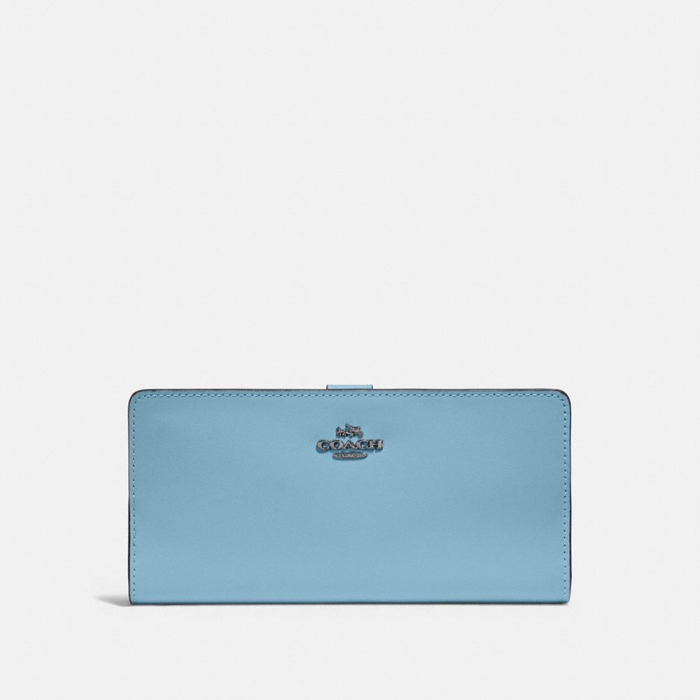 COACH 58586 Skinny Wallet Pewter/Azure