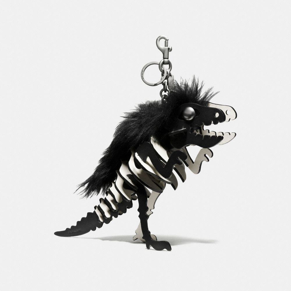 COACH 58598 Large Wild Rexy Bag Charm BLACK/SOFT WHITE