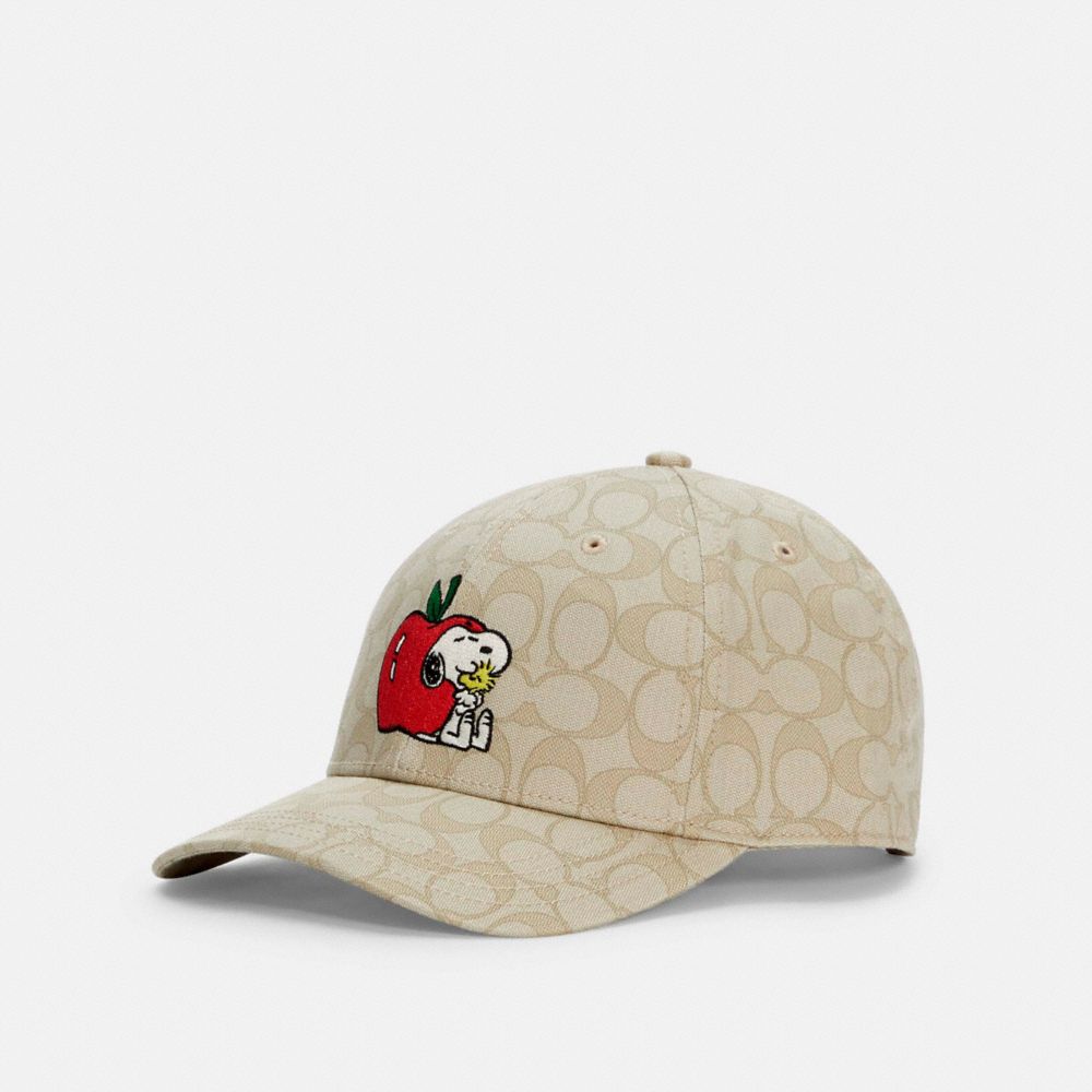 COACH X PEANUTS SNOOPY SIGNATURE HAT - 5859 - LIGHT KHAKI/RED