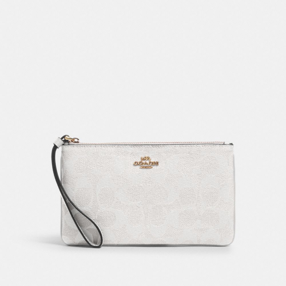COACH 58695 Large Wristlet In Signature Canvas IM/CHALK/GLACIERWHITE