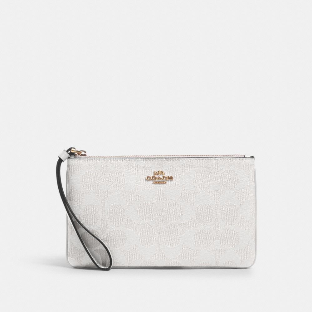 COACH 58695 Large Wristlet In Signature Canvas IM/CHALK/GLACIERWHITE