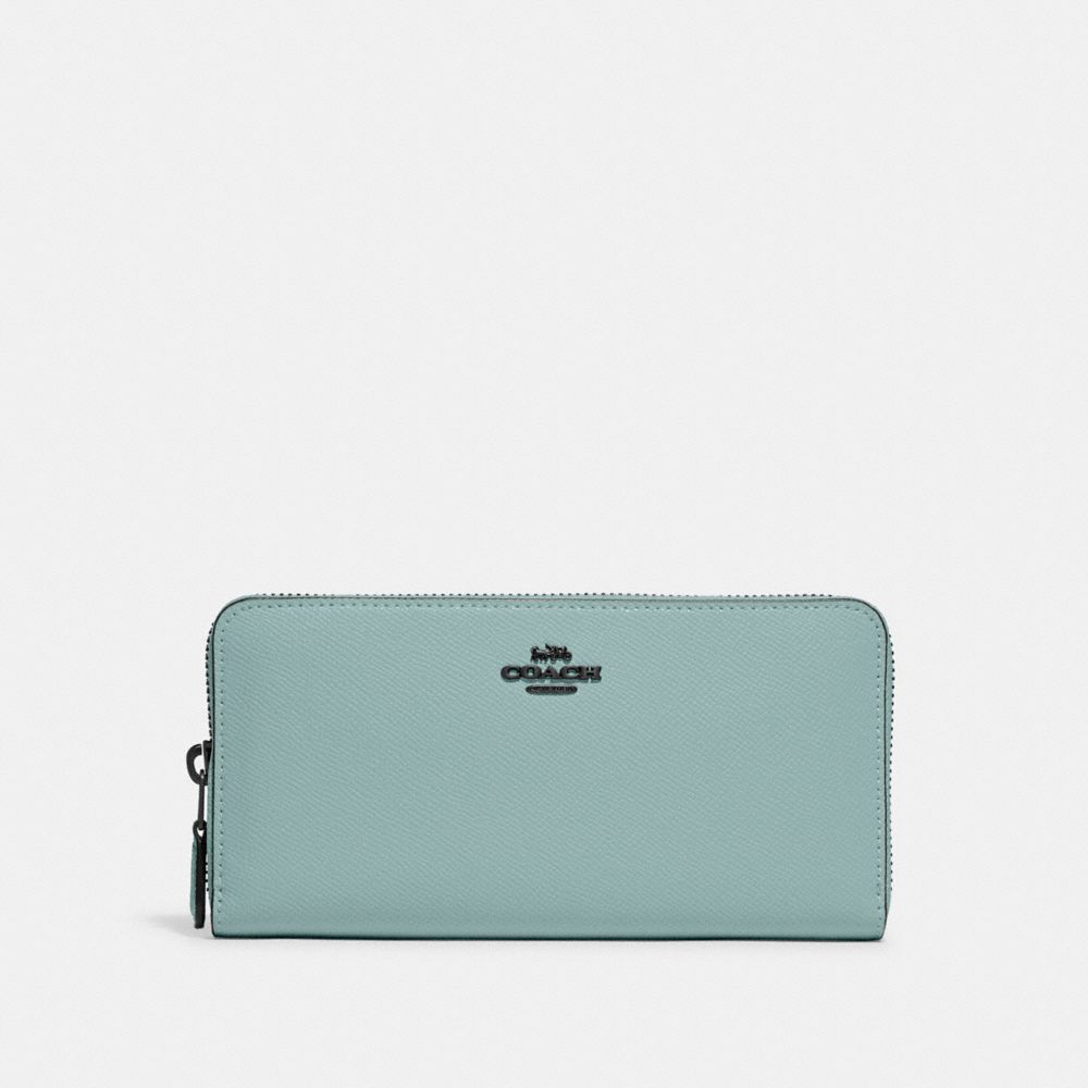 COACH 58857 Accordion Zip Wallet Pewter/Aqua