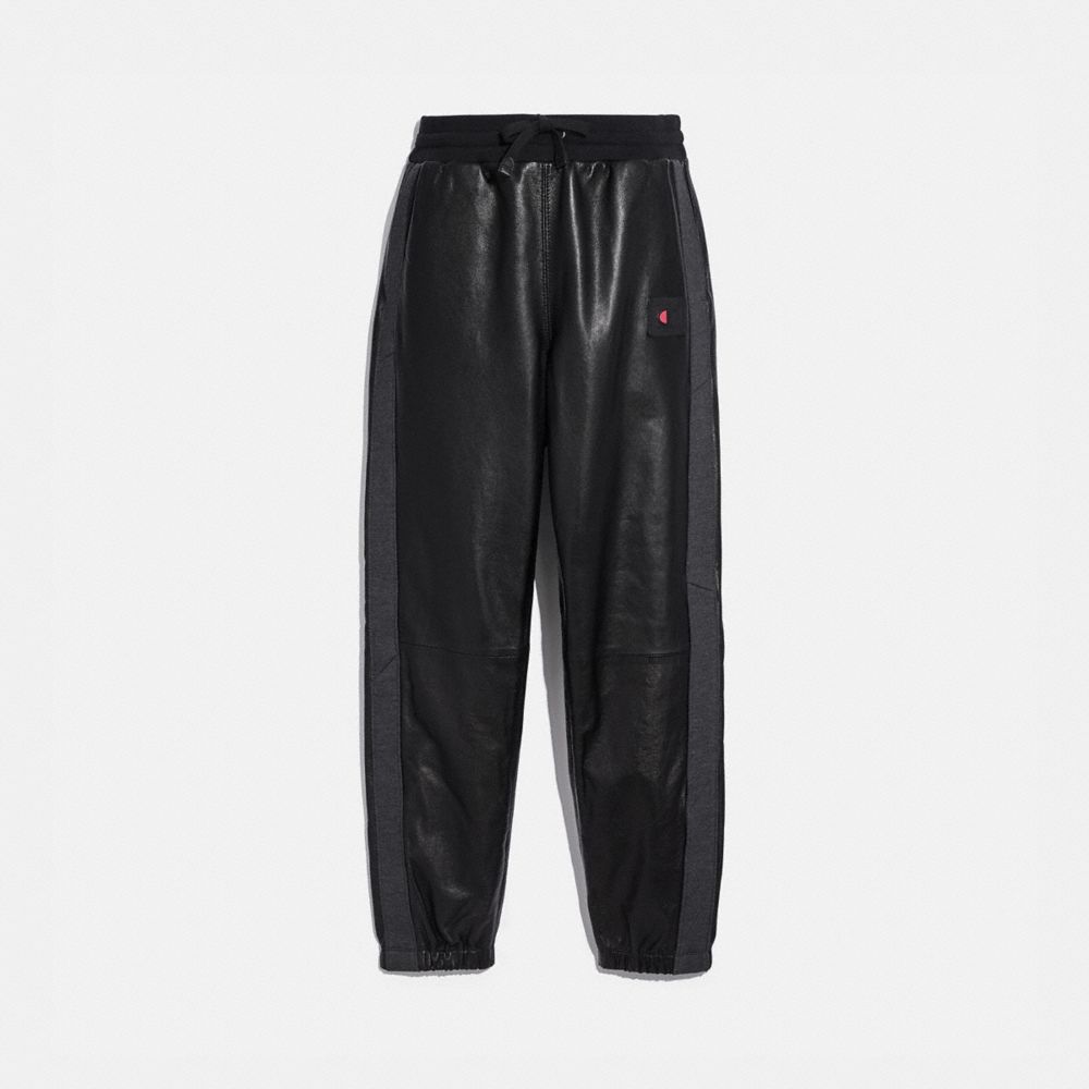 COACH 5919 - Coach X Champion Leather Sweatpants BLACK