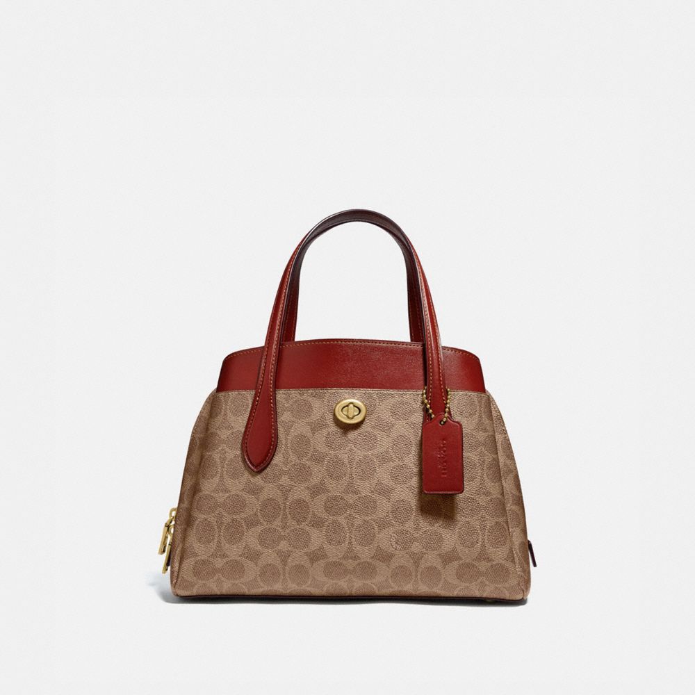 COACH 593 Lora Carryall 30 In Signature Canvas Brass/Tan/Rust