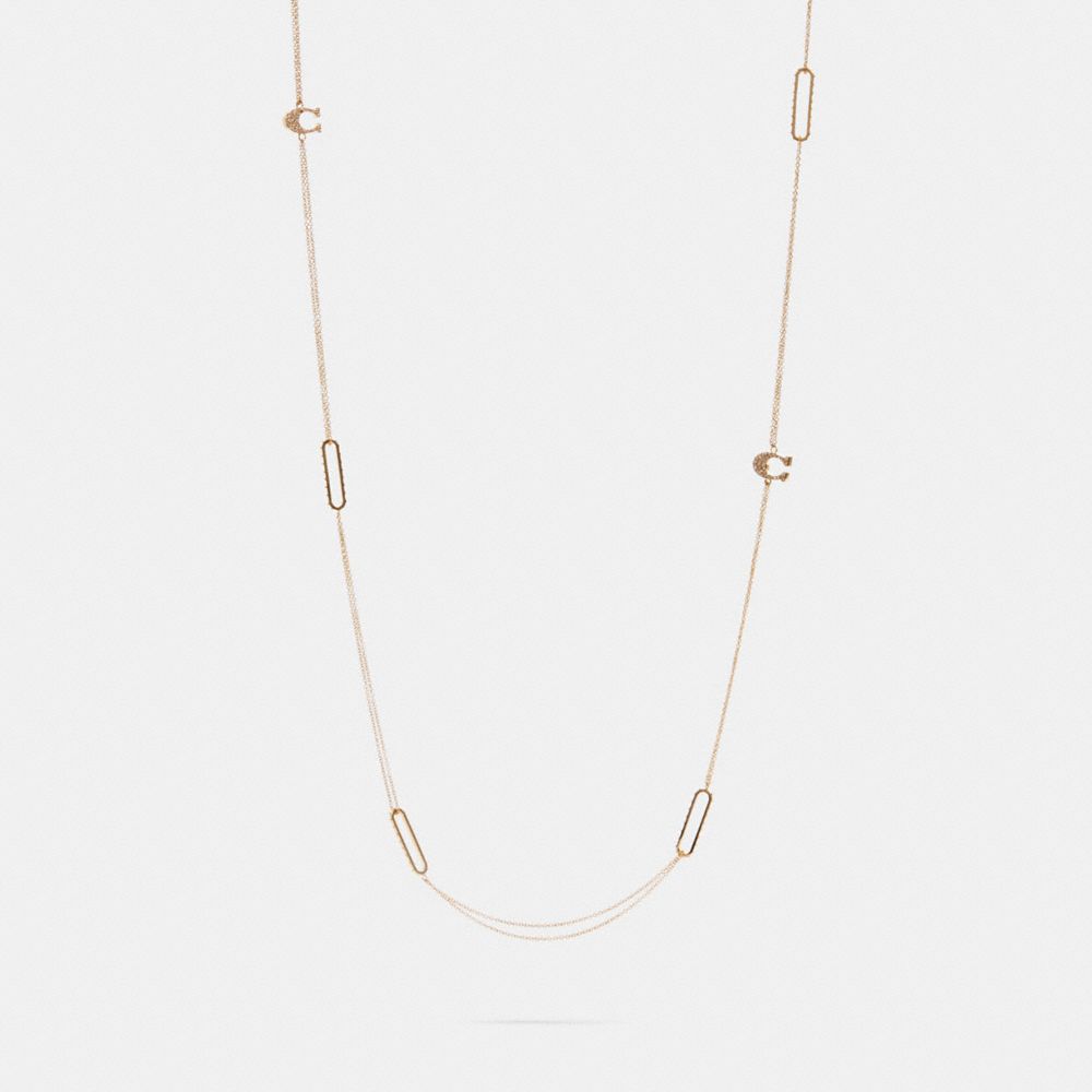 COACH PAVE SIGNATURE LONG NECKLACE - GOLD - 5945