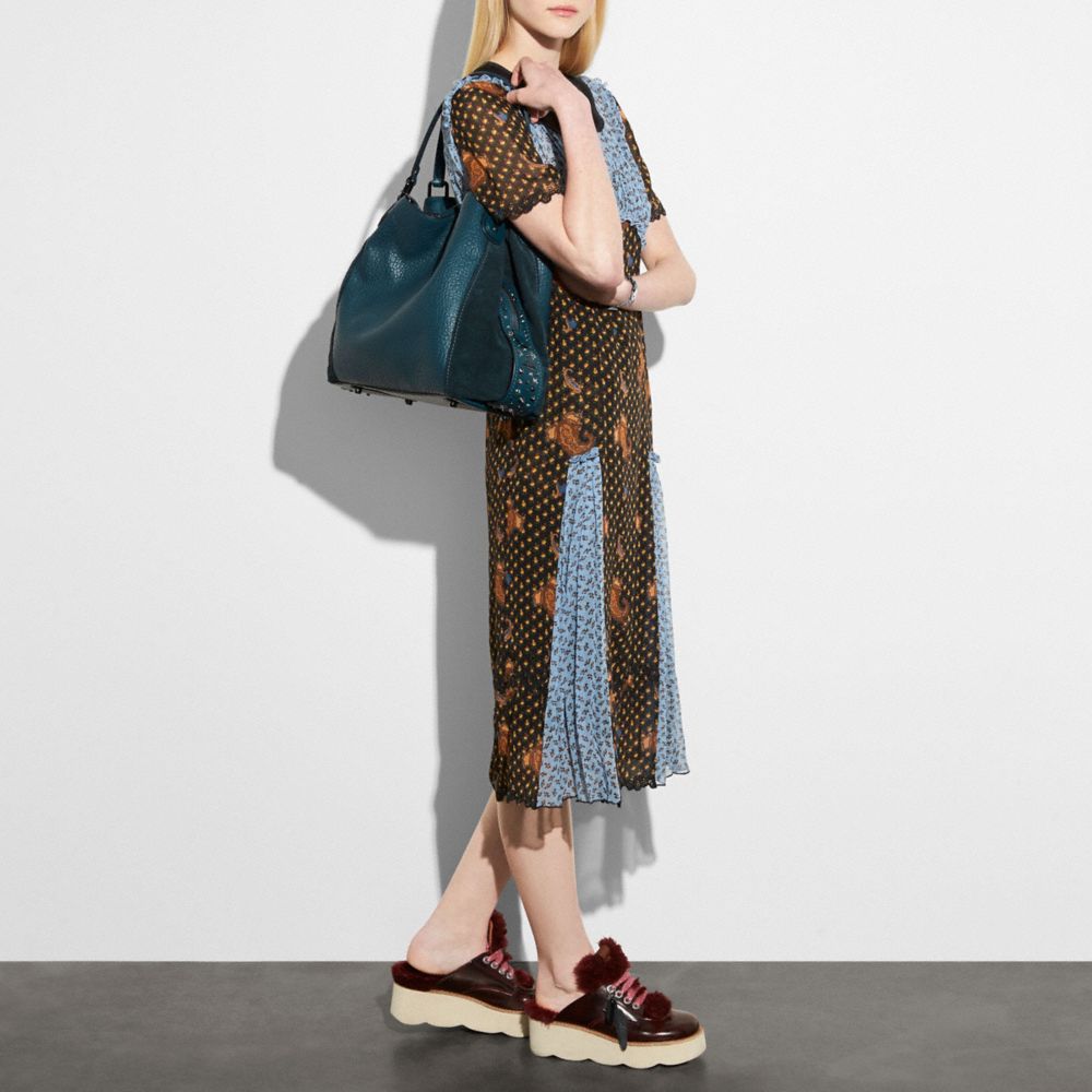 coach mixed leather edie 42