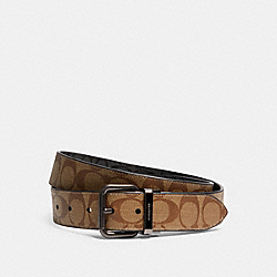 ROLLER BUCKLE CUT-TO-SIZE REVERSIBLE BELT, 38MM - QB/TAN CHARCOAL - COACH 5951