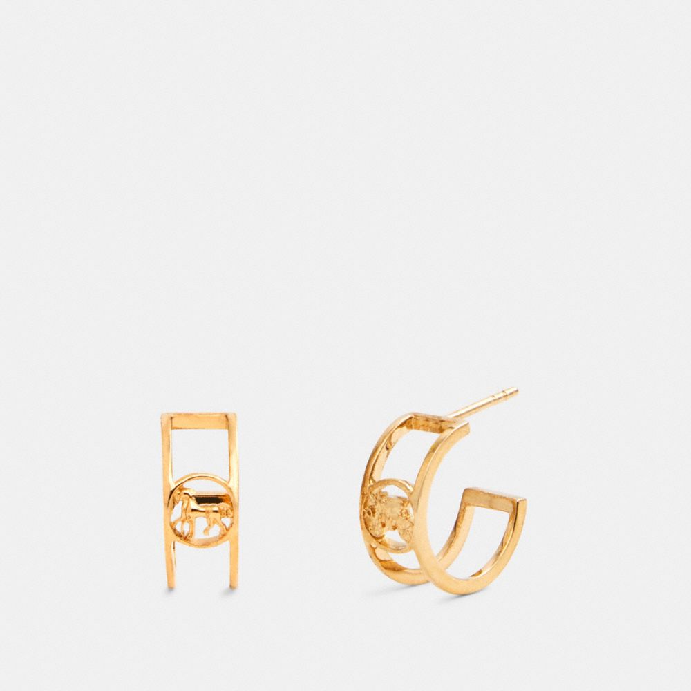 COACH 5969 - HORSE AND CARRIAGE HUGGIE EARRINGS GOLD