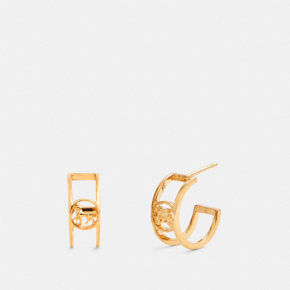 COACH 5969 Horse And Carriage Huggie Earrings GOLD