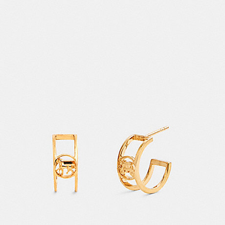 COACH HORSE AND CARRIAGE HUGGIE EARRINGS - GOLD - 5969