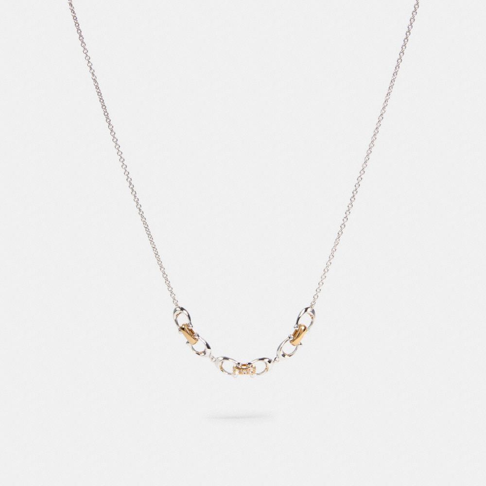 COACH 5974 LINKED SIGNATURE NECKLACE SILVER/GOLD