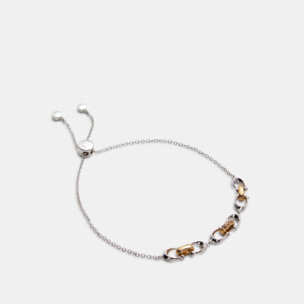 LINKED SIGNATURE SLIDER BRACELET - 5976 - SILVER/GOLD