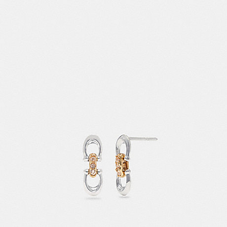 COACH LINKED SIGNATURE STUD EARRINGS - SILVER/GOLD - 5994