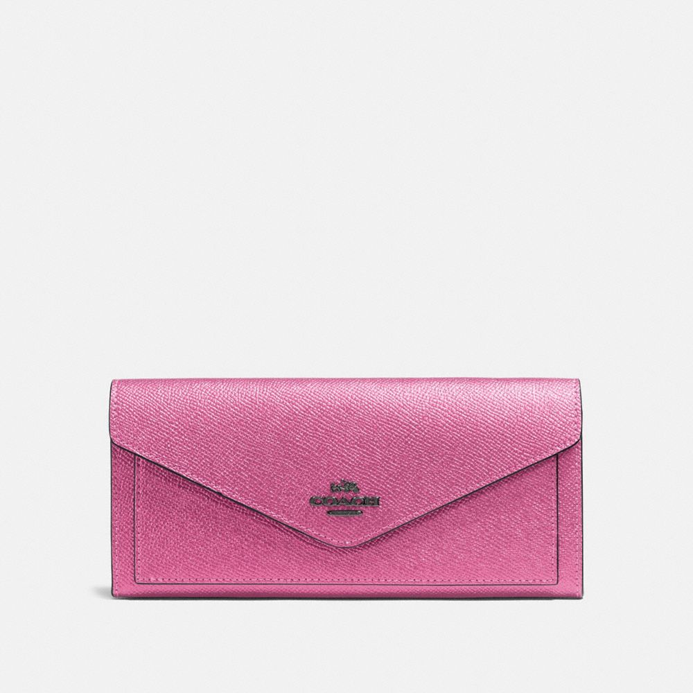 COACH 59970 - SOFT WALLET DARK GUNMETAL/METALLIC BLUSH